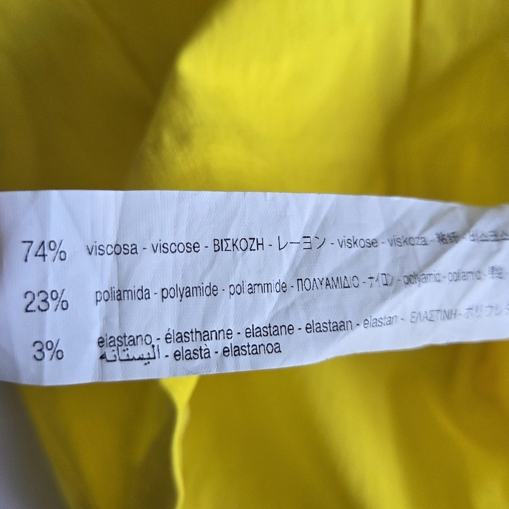 ZARA Womens Yellow Off Shoulder Balloon Collar Mini - Picture 7 of 8